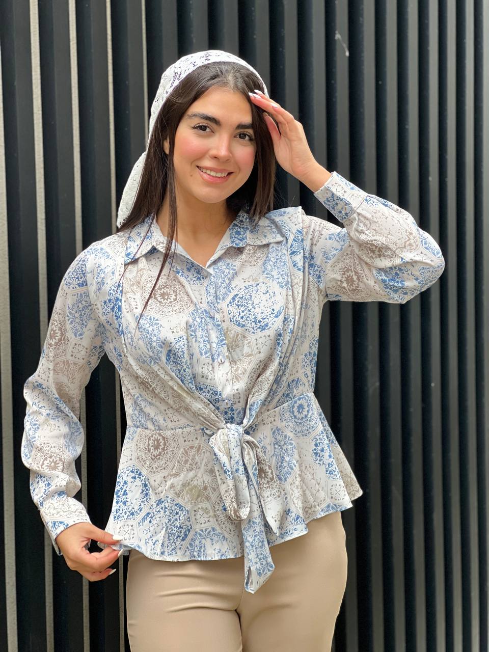 شومیز زنانه استین بلند جنس ساتن  مدل زارا دارای سایزبندی